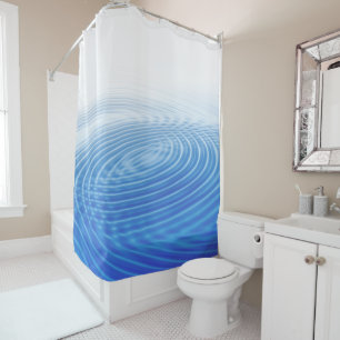 Rideaux De Douche Le bleu abstrait frais ondule les cercles