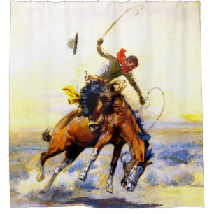 Rideaux De Douche "Le Bucker" Western Art de Charles M Russell