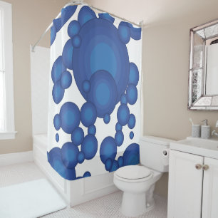 Rideaux De Douche Le cercle de style années 70 bleu