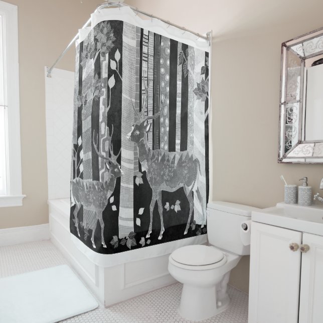 Rideaux De Douche Le cerf dans les bois (En situation)