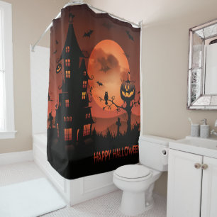 Rideaux De Douche Le citrouille de scènes de cimetière de Hallowee