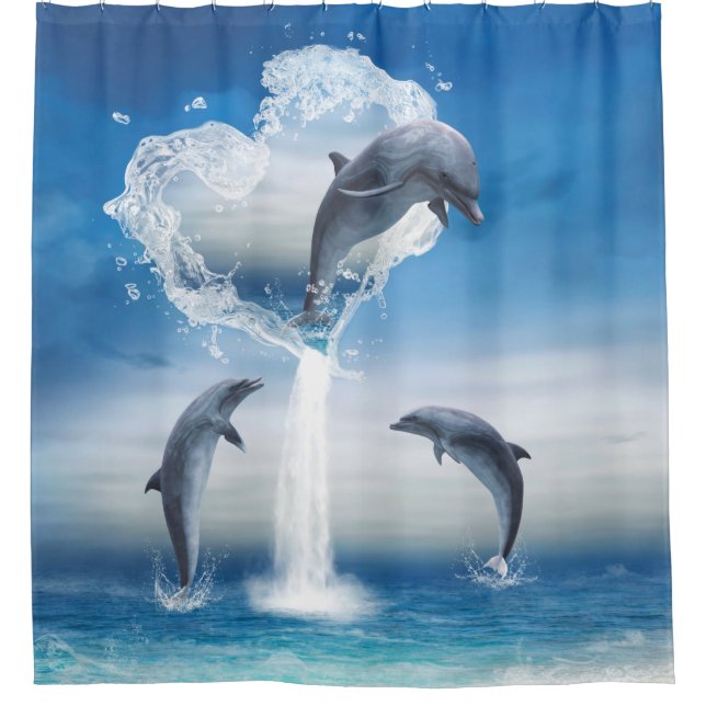 Rideaux De Douche Le Coeur Des Dauphins Dans L'Océan (Devant)