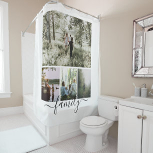 Rideaux De Douche Le collage de photo de famille a personnalisé le