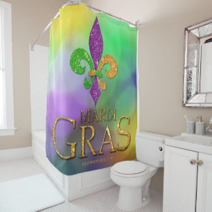 Rideaux De Douche Le Joe glissant thème festif de Mardi Gras violet 