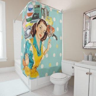 Rideaux De Douche Le kitsch Bitsch™ : Graphiques vintages de la
