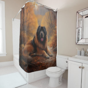 Rideaux De Douche Le Mastiff tibétain en automne les feuilles automn