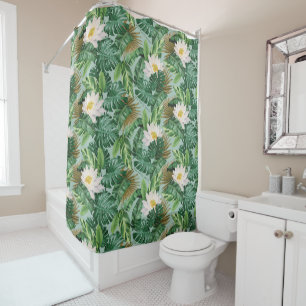 Rideaux De Douche Le Motif blanc Lotus Tropical Canopy