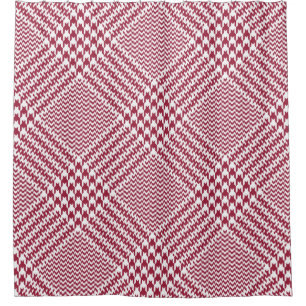 Rideaux De Douche Le motif plaid en verre brillant en rouge et blanc