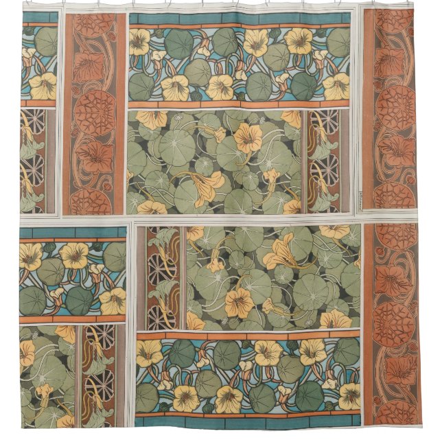 Rideaux De Douche Le nasturce de Nouveau d'art fleurit la décoration (Devant)
