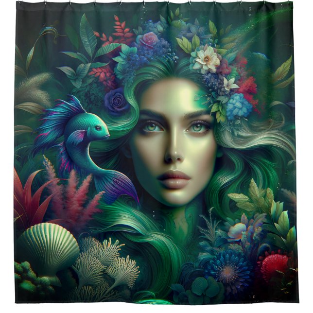 Rideaux De Douche "Le paradis floral de la sirène" (Devant)
