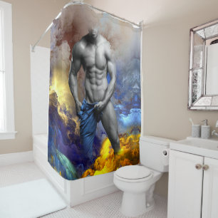 Rideaux De Douche le physique d'homme musclé en nuances de gris de S