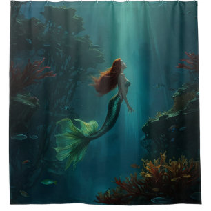 Rideaux De Douche Le rêve d'Imaginaire de Mermaid Scène sous-marine