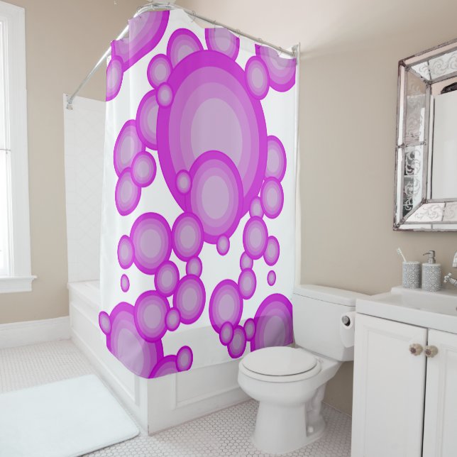 Rideaux De Douche Le style années 70 Violet (En situation)