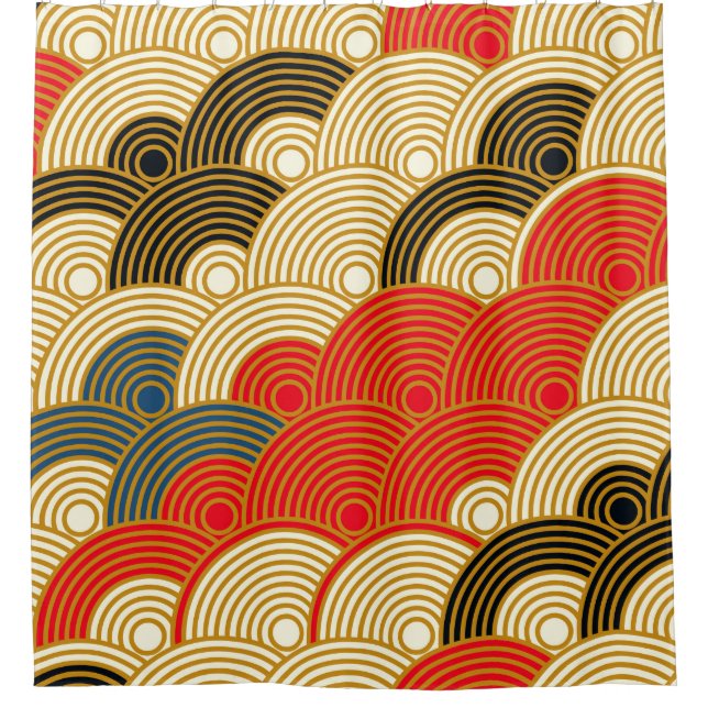 Rideaux De Douche Le style japonais met à l'échelle des vagues sans  (Devant)