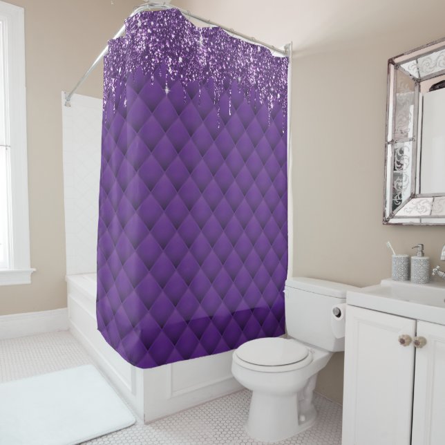 Rideaux De Douche Lecteurs de Parties scintillant violet luxueux Mot (En situation)