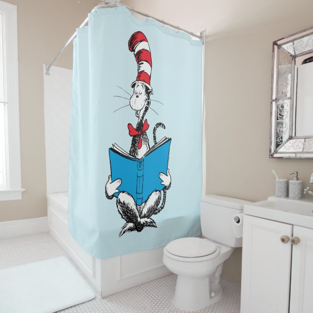Rideaux De Douche Lecture du Chat dans le Chapeau (En situation)