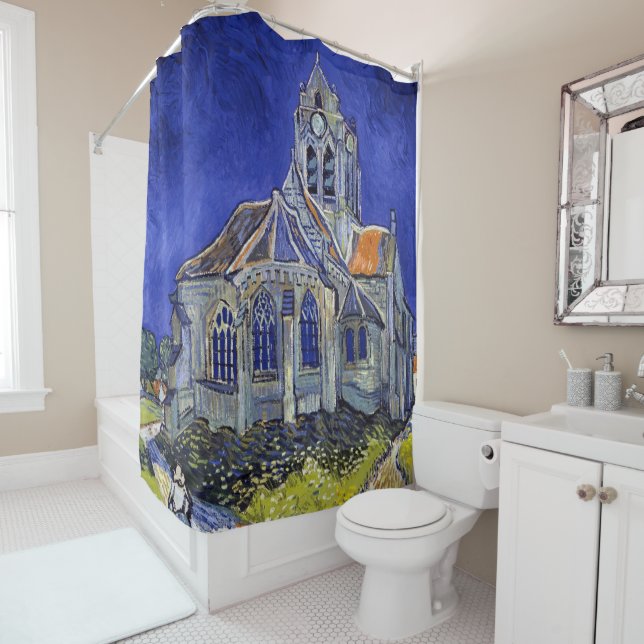 Rideaux De Douche L'église d'Auvers, Van Gogh (En situation)