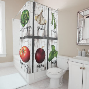 Rideaux De Douche Légumes et herbes Maison de campagne moderne rusti