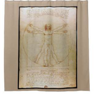 Rideaux De Douche Leonardo da Vinci, l'homme de Vitruvian, la