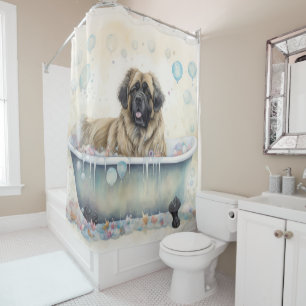 Rideaux De Douche Leonberger Dans La Baignoire Aquarelle Chien Art