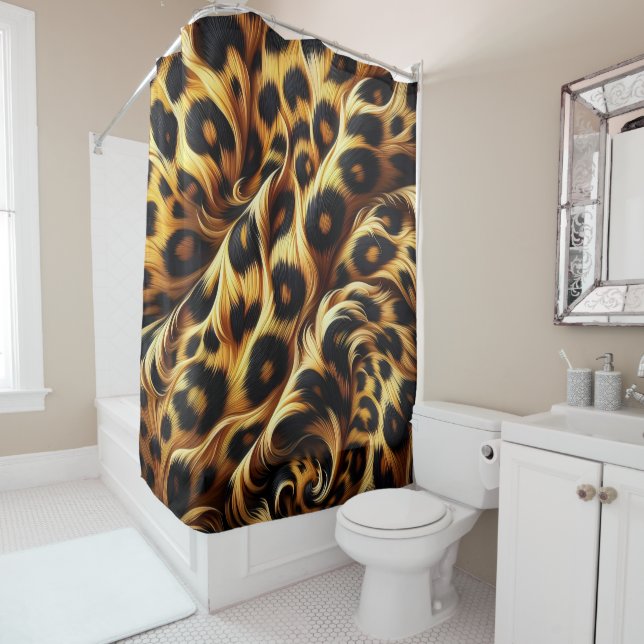 Rideaux De Douche Leopard Glow : Embrassez le confort exotique (En situation)