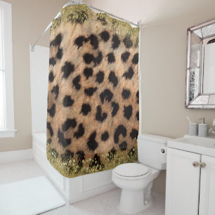 Rideaux De Douche Léopard Guépard Impression Animalière Paillettes D