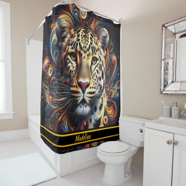 Rideaux De Douche Leopard Magic : Atmosphère de la jungle artistique (En situation)