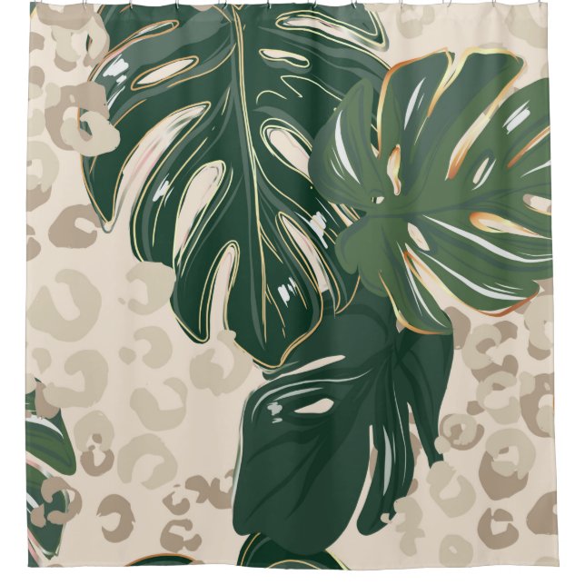 Rideaux De Douche Leopard motif, poster de animal design transparent (Devant)