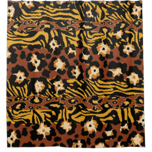Rideaux De Douche Léopard, peaux de tigre, motif sauvage.