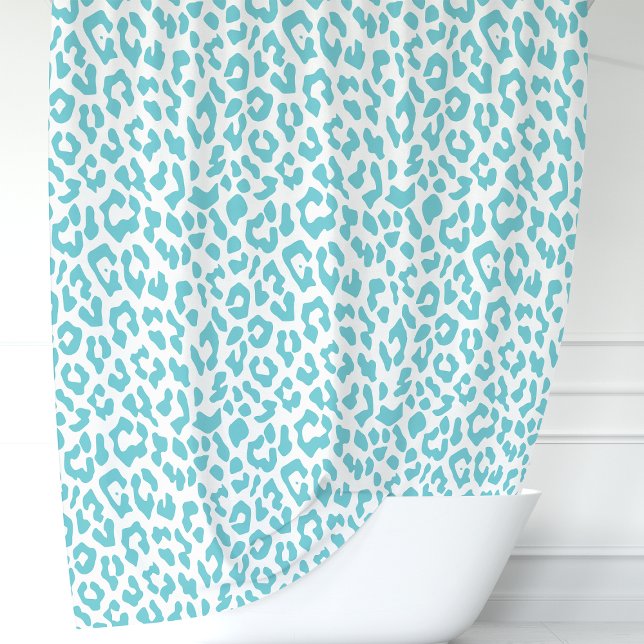 Rideaux De Douche Leopard Turquoise et Blanc (Créateur téléchargé)