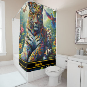 Rideaux De Douche Leopard Zen : Un environnement de jungle artistiqu