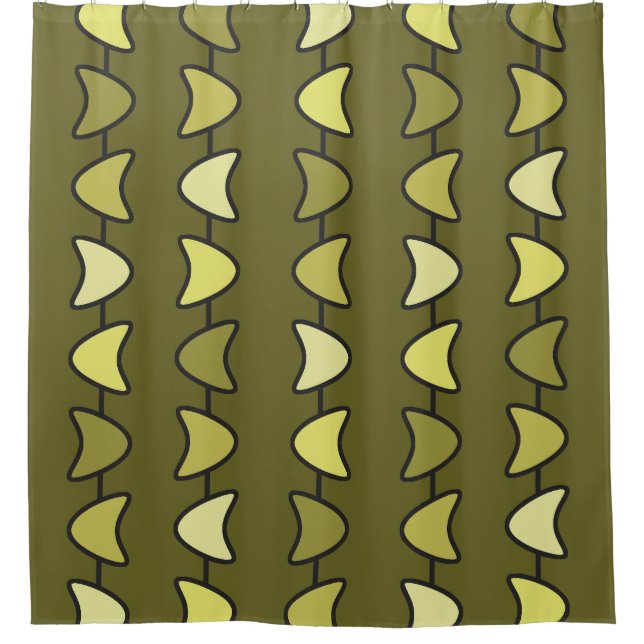 Rideaux De Douche L'ère atomique Boomerangs Olive Green (Devant)