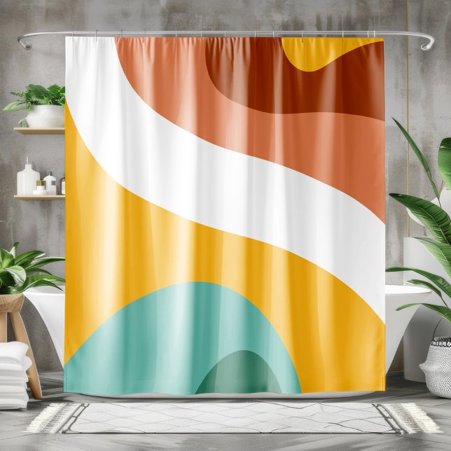 Rideaux De Douche les années 70 rétro Super Motif Turquoise, orange, (Créateur téléchargé)