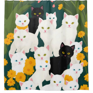 Rideaux De Douche Les chats rencontrent le groupe