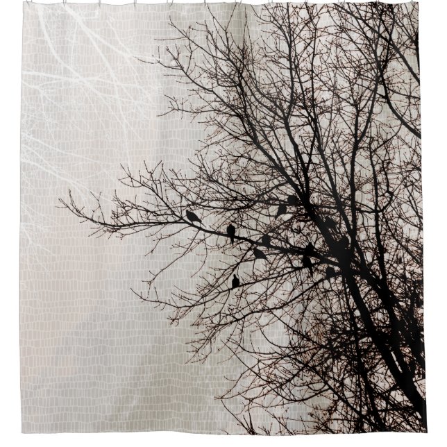 Rideaux De Douche Les colombes dans l'arbre Silhouette Mosaïque neut (Devant)