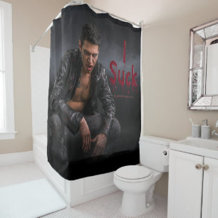 Rideaux De Douche Les crocs de la pâle figure vampirique d'Halloween