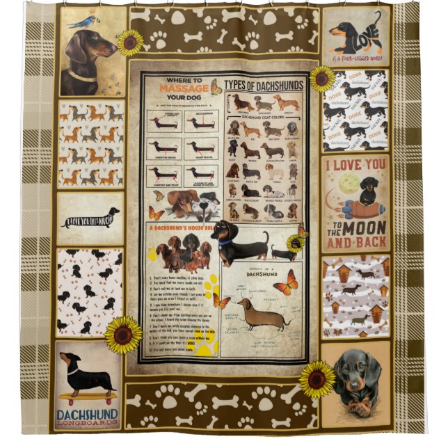 Rideaux De Douche Les Dons Aux Amoureux de les chiens Dachshund (Devant)