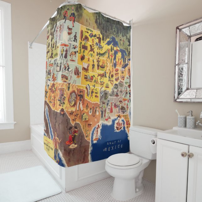 Rideaux De Douche Les Etats-Unis tracent - les vacances et le jeu (En situation)