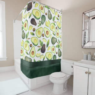 Rideaux De Douche Les fleurs d'Avocado   Motif de fruits rustiques v