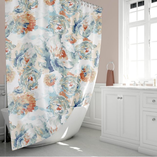 Rideaux De Douche Les Fleurs De Peony Et D'Hydrangea Des Couleurs D' (Peony And Hydrangea Blooms in Fall Colors Shower Curtain by Jenn Steffen Art for Studio Posies.)