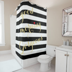 Rideaux De Douche Les Grandes Blancs Noirs Bons Matins Beau