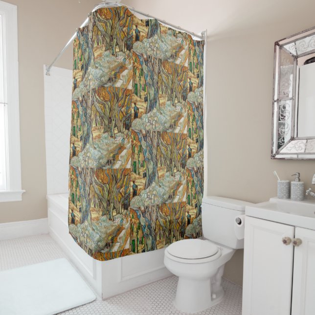 Rideaux De Douche Les grands platanes par Vincent van Gogh (En situation)