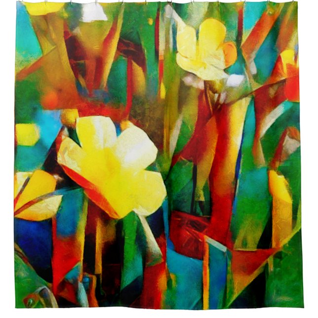 Rideaux De Douche Les jonquilles. Composition florale Abstraite dans (Devant)