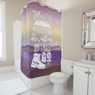 Rideaux De Douche Les montagnes appellent et je dois faire la typogr