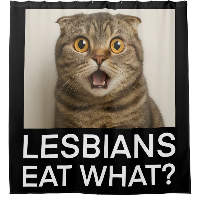 Rideaux De Douche Lesbiennes Mangent Quoi de Drôle (Devant)