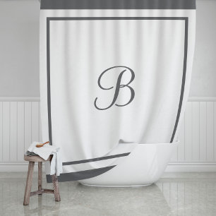 Rideaux De Douche Lettre de monogramme de bordure de charbon élégant