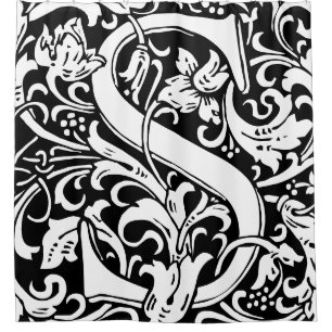 Rideaux De Douche LETTRE Florale Alphabet MONOGRAPHIQUE S Classique