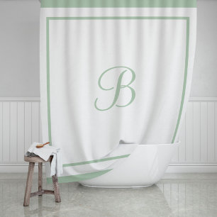 Rideaux De Douche LETTRE MONOGRAPHIQUE STYLE VERT Sage Élégant
