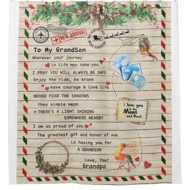 Rideaux De Douche Lettre Personnalisée À Mon Petit-Fils De Grand-Pèr (Devant)