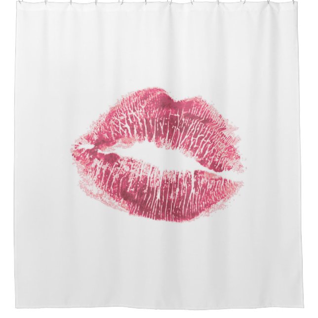 Rideaux De Douche Lèvres roses réalistes, baiser isolé (Devant)